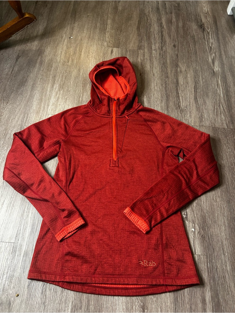 Rab Women's Red Hooded Quarter-Zip Pullover